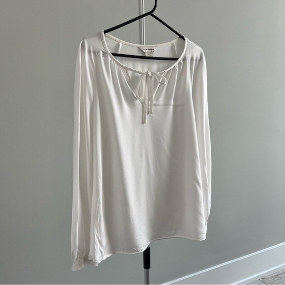 Club Monaco White Tie Neck Swing Blouse - Picture 6 of 6